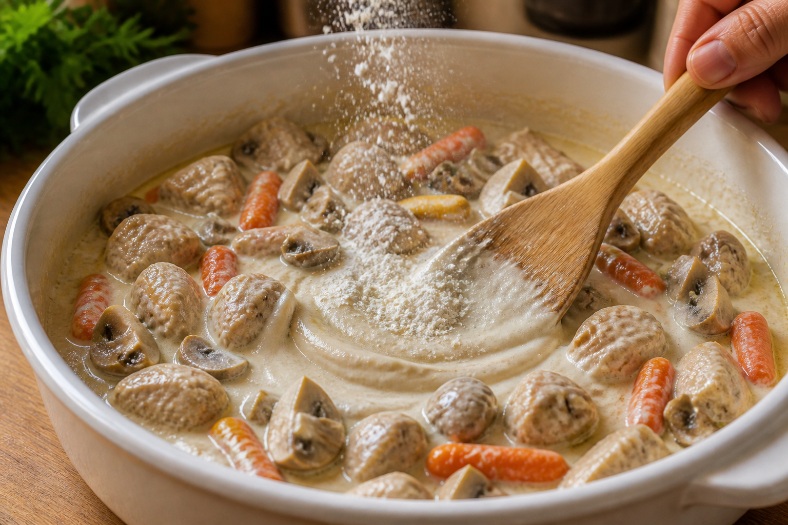 Preparar el roux para preparar La mejor receta de Blanquette De Veau al estilo de Francia