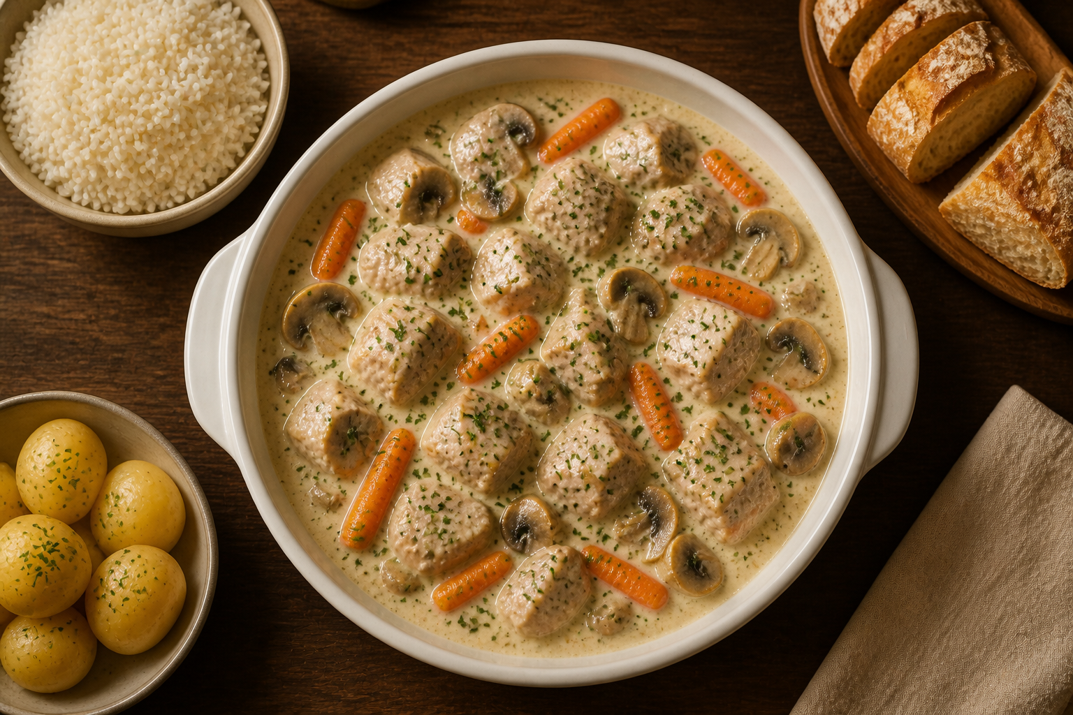 Elegir la guarnición para preparar La mejor receta de Blanquette De Veau al estilo de Francia