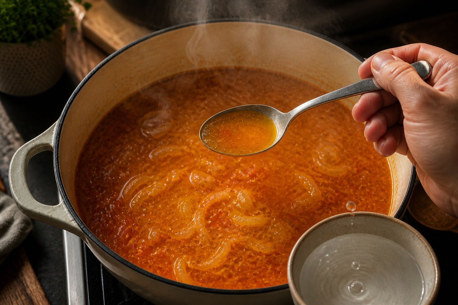 Ajustar el sazón para preparar La mejor receta de Bouillabaisse al estilo de Francia