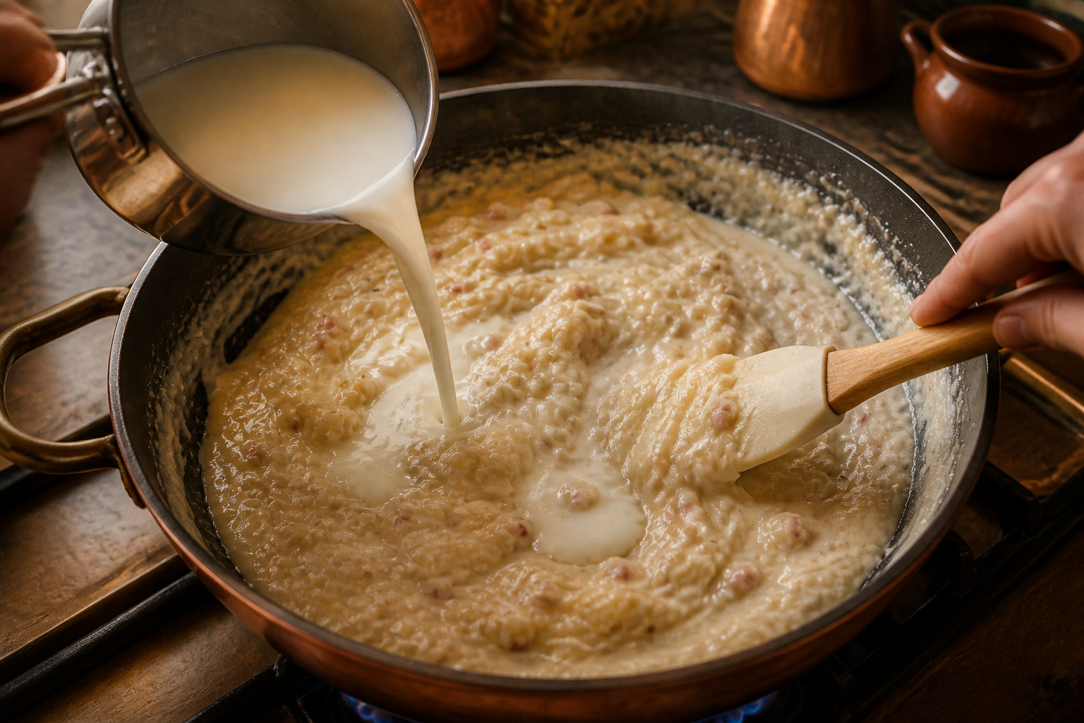Incorporar la leche para preparar La mejor receta de Marisa Sánchez al estilo de España