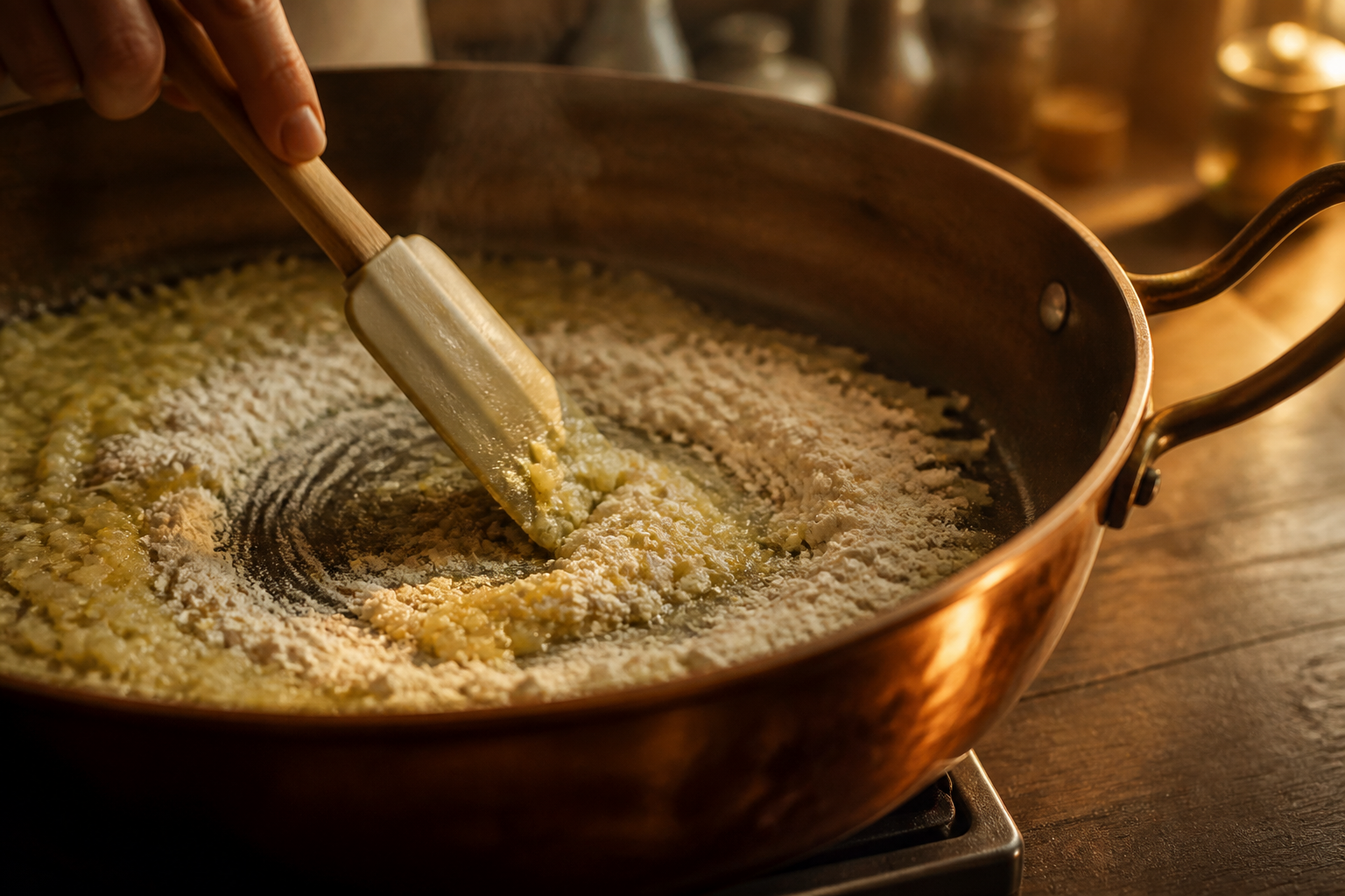 Pochar cebolla y harina para preparar La mejor receta de Marisa Sánchez al estilo de España