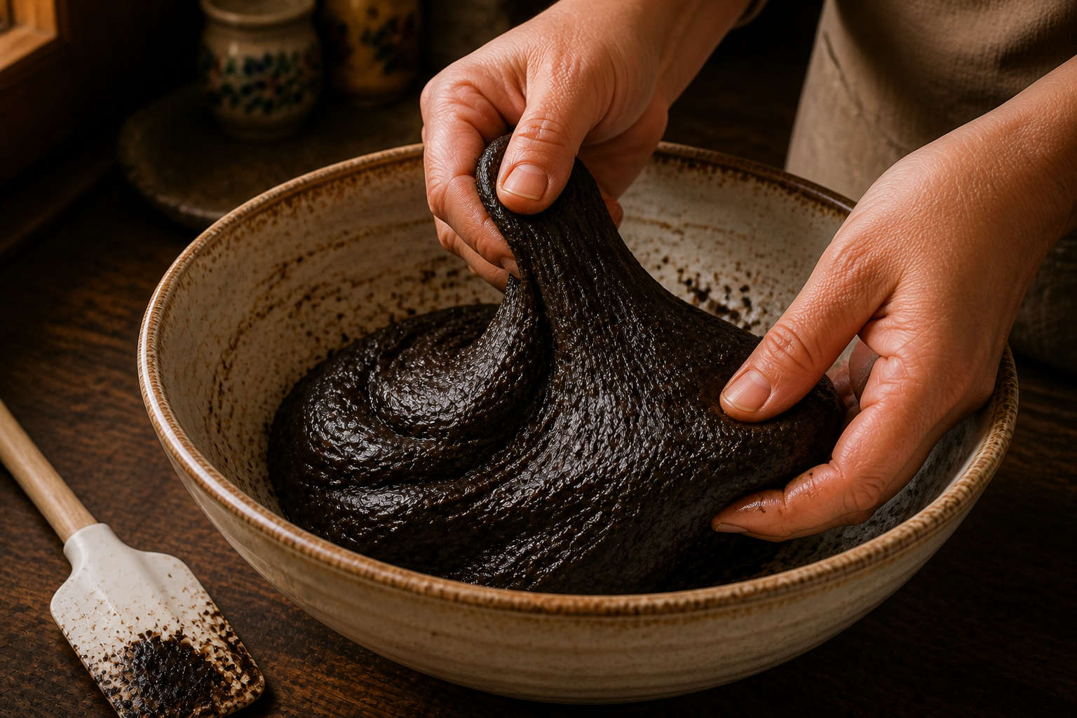Amasar y ajustar textura para preparar La mejor receta de Pastillas Juanola al estilo de España
