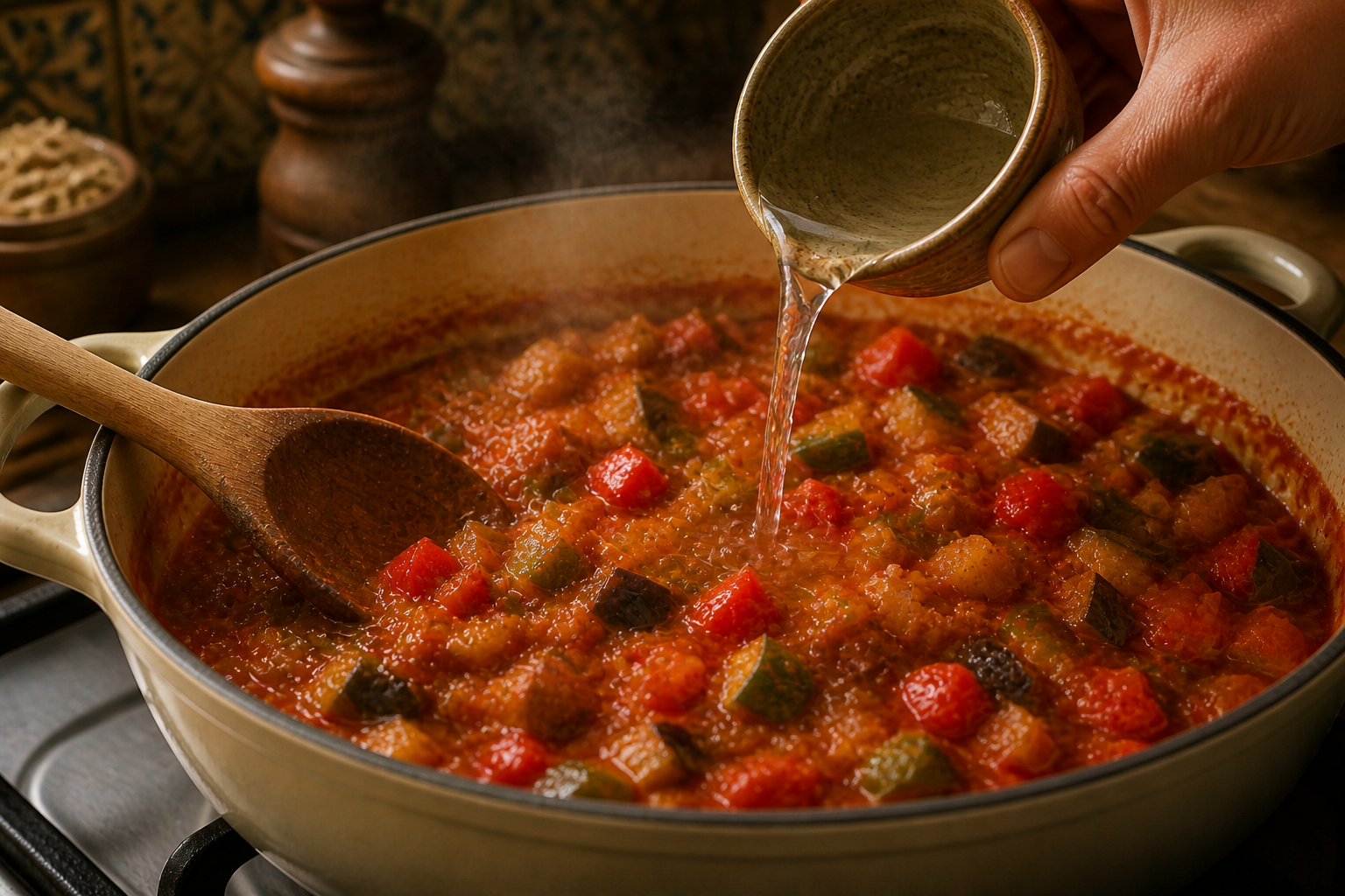 Comprobar la textura para preparar La mejor receta de Pisto al estilo de España