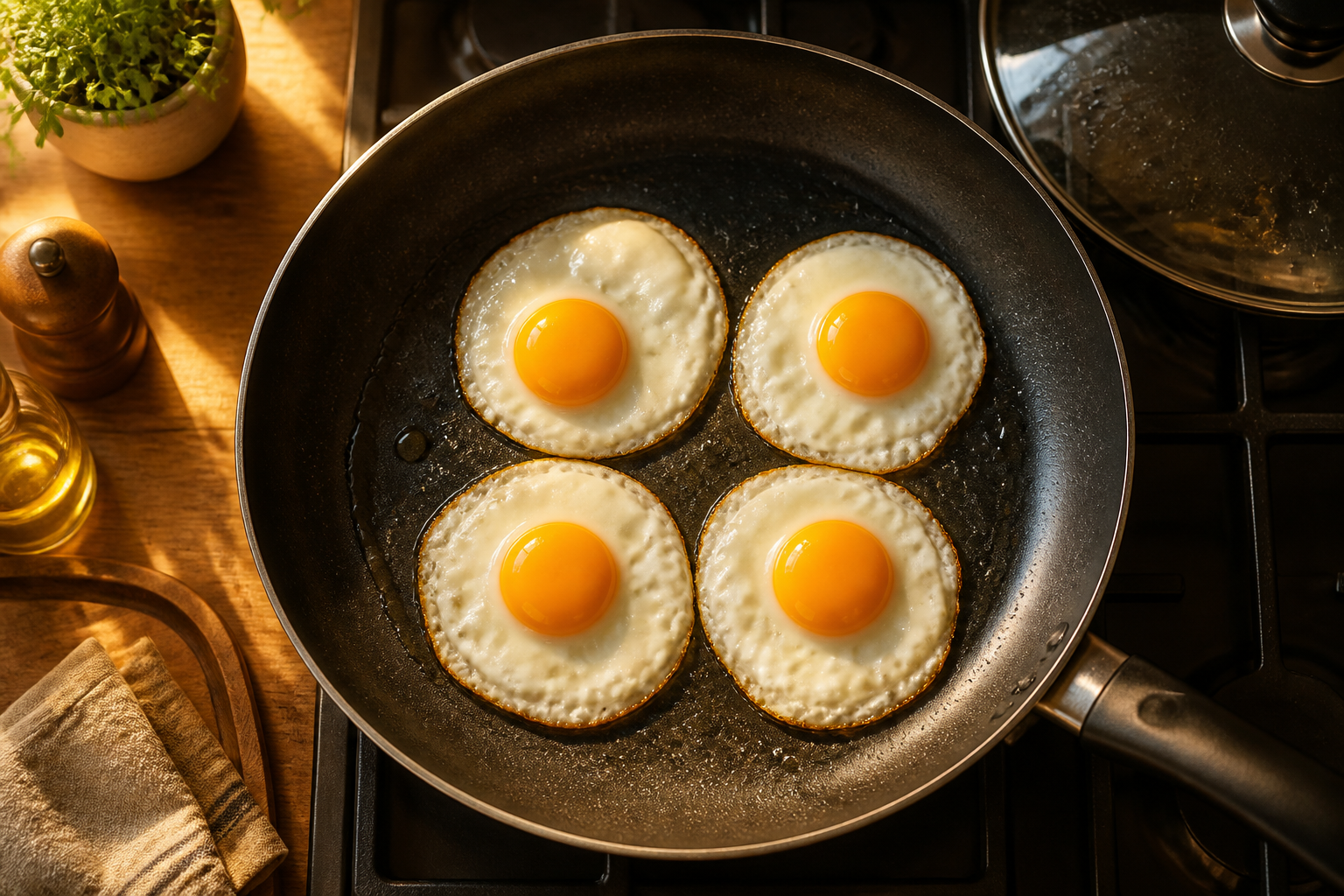 Cocinar los huevos para preparar La mejor receta de Pisto al estilo de España