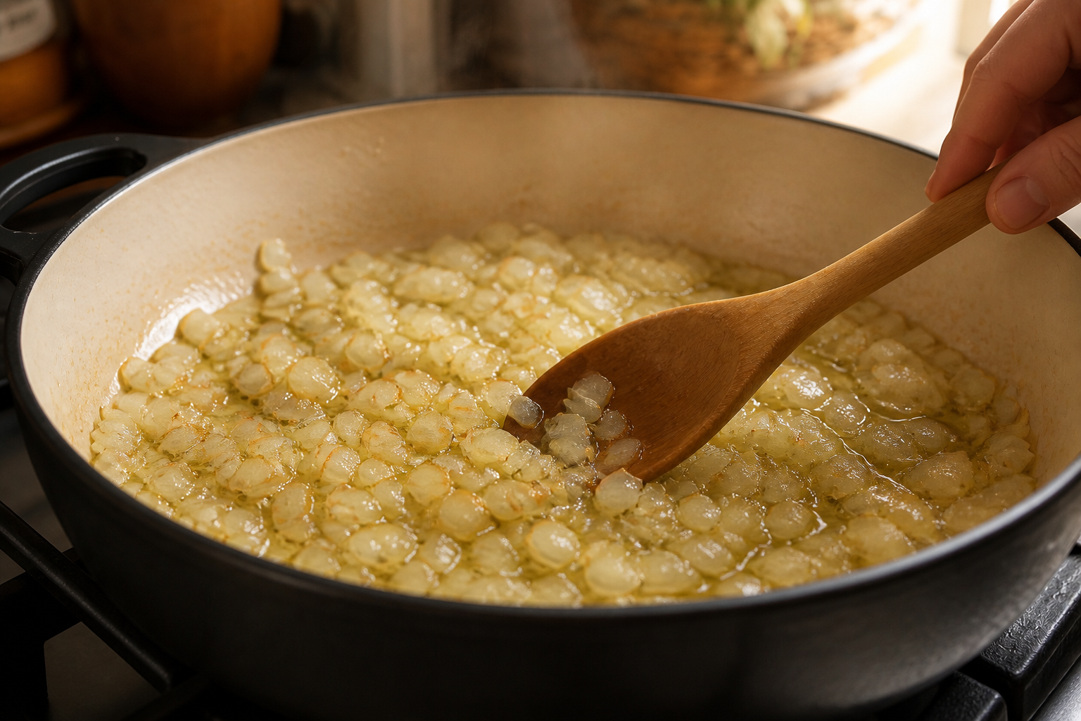 Pochar la cebolla para preparar La mejor receta de Pisto al estilo de España