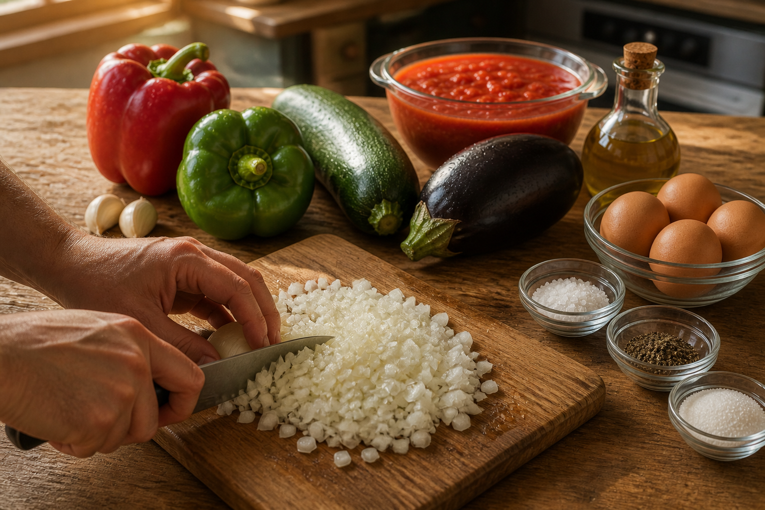 Preparar las verduras para preparar La mejor receta de Pisto al estilo de España