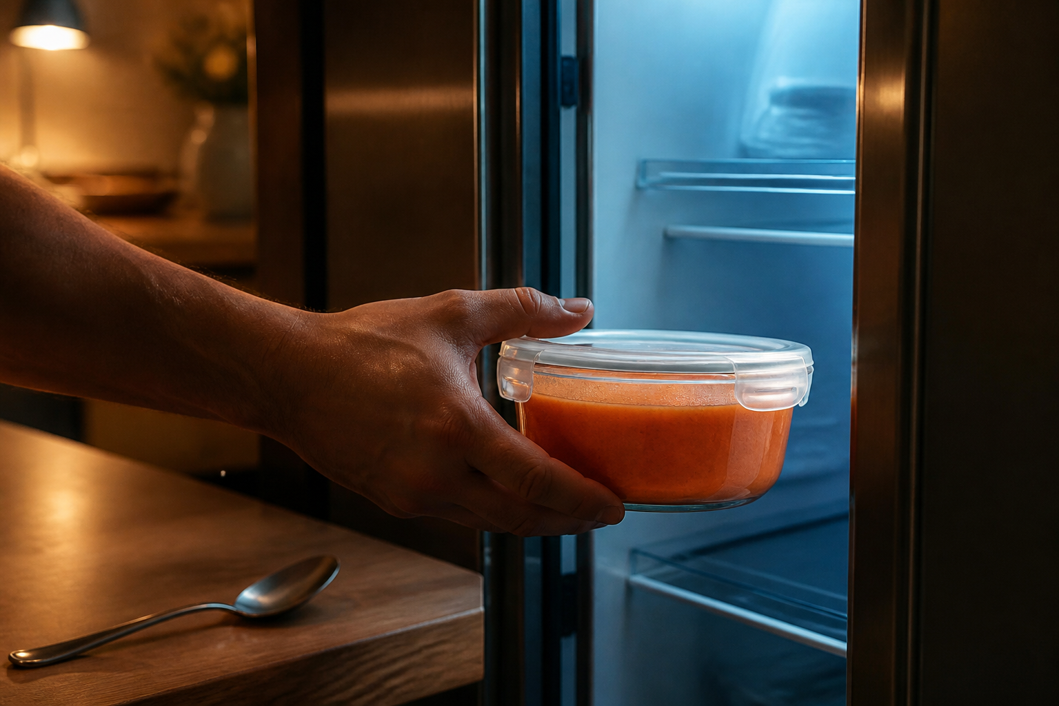 Enfriar el salmorejo para preparar La mejor receta de Salmorejo al estilo de España