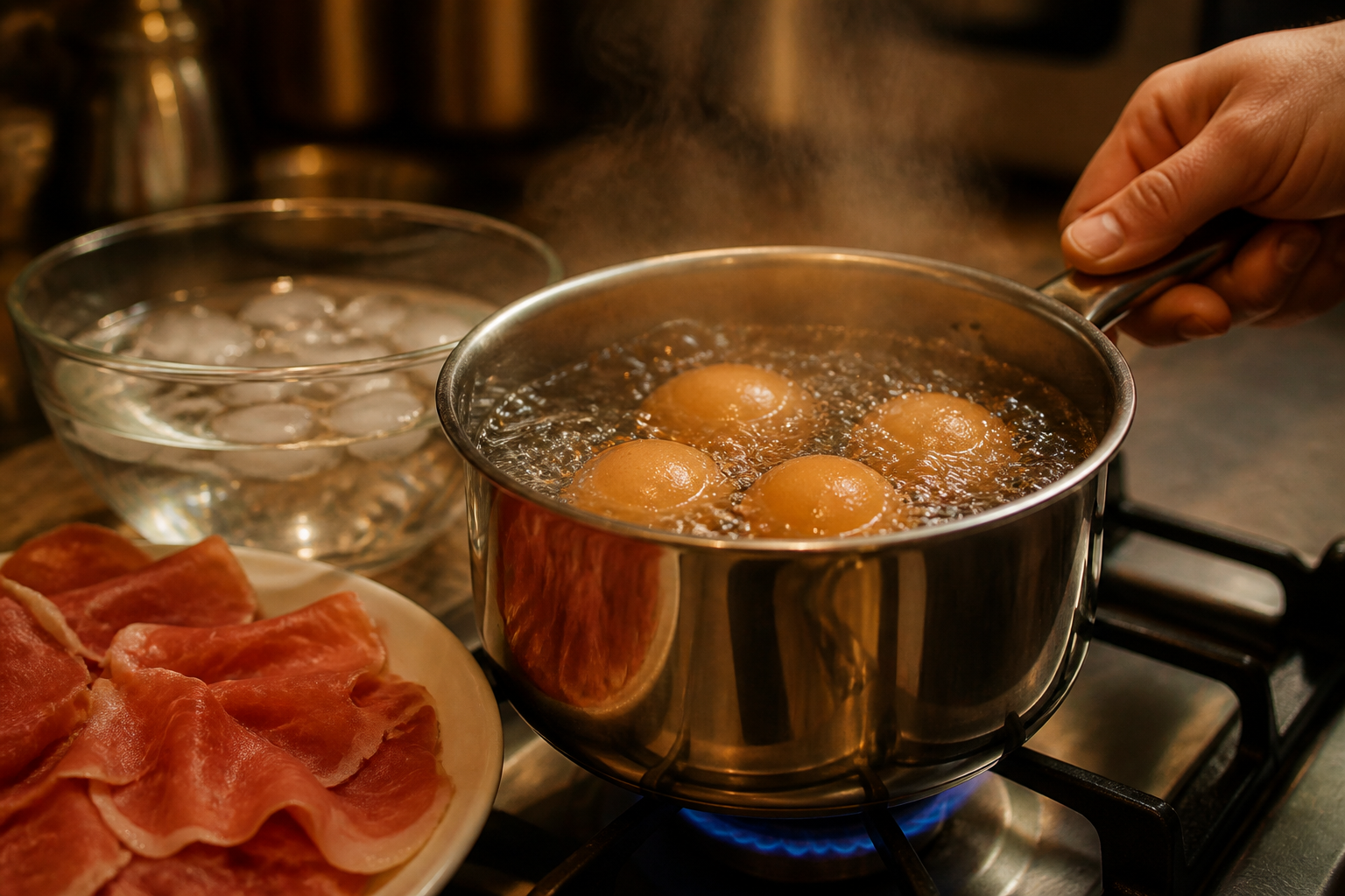 Cocer los huevos para preparar La mejor receta de Salmorejo al estilo de España