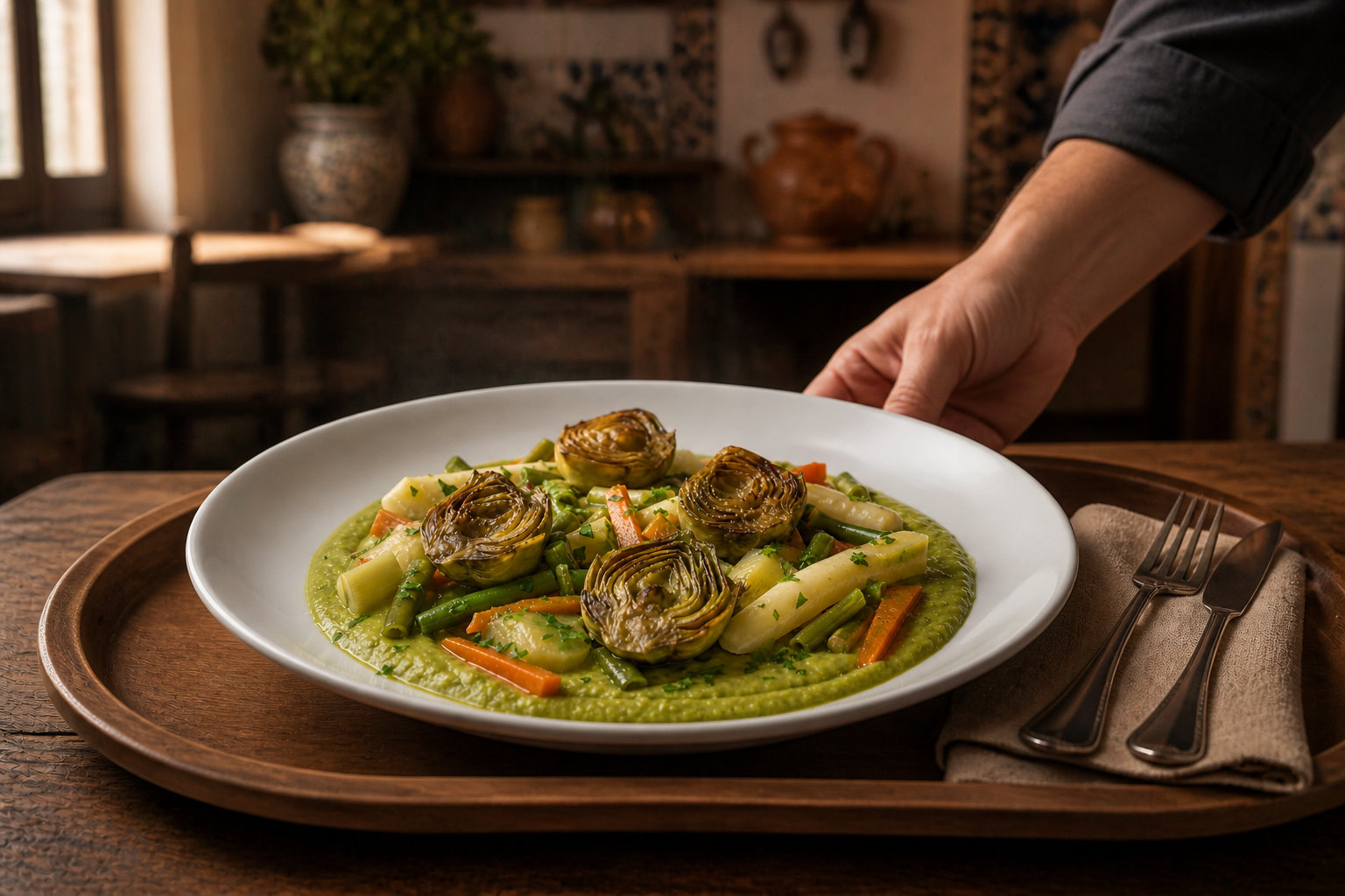 Organizar con antelación para preparar Menestra de verduras en texturas: la auténtica receta de España