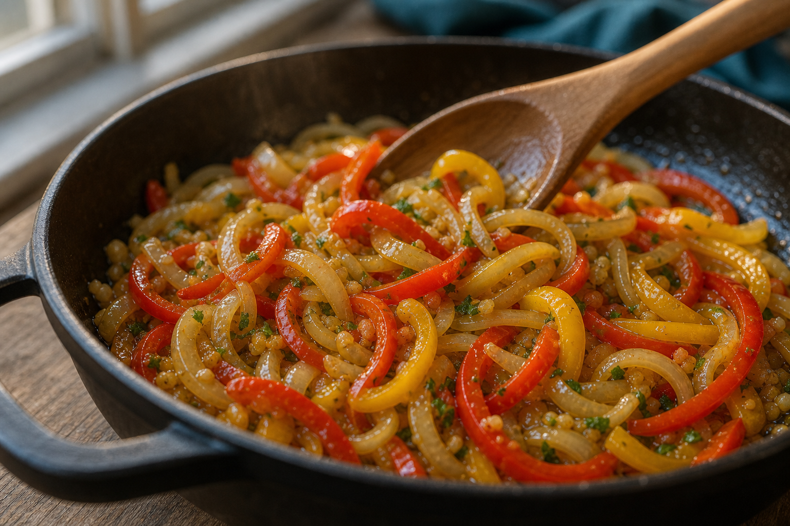 Ablandar la base vegetal para preparar Moqueca de pescado brasileña: receta bahiana paso a paso