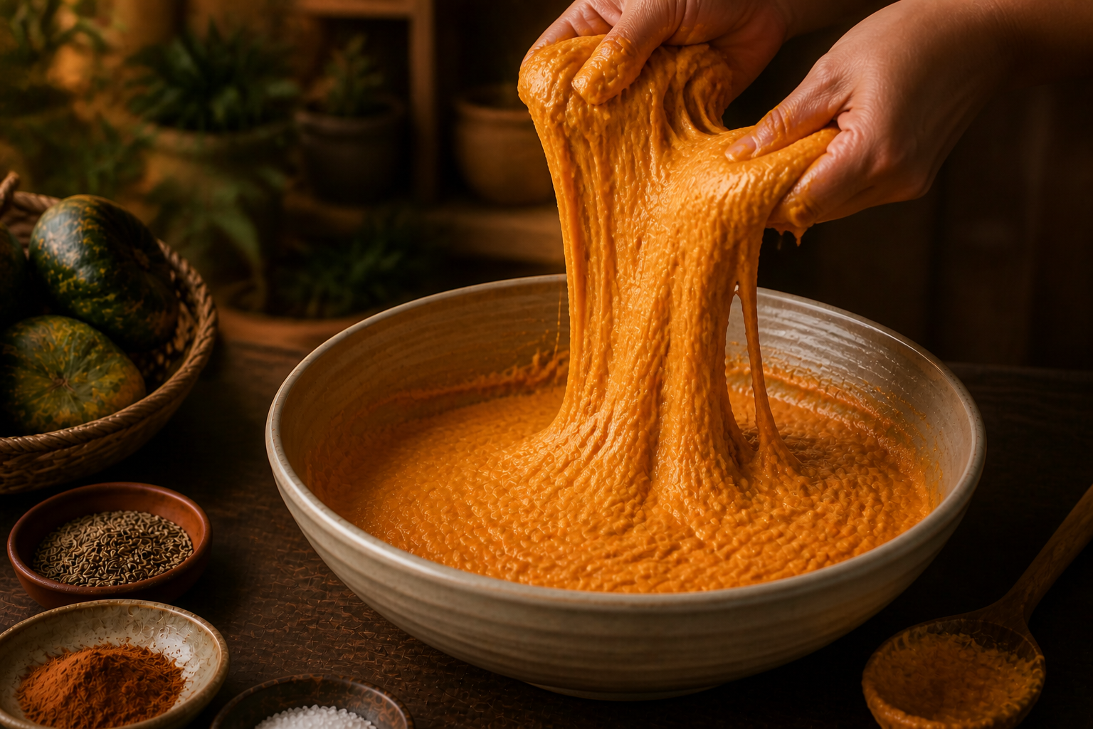 Amasar y fermentar para preparar Picarones Peruanos: la auténtica receta de Perú