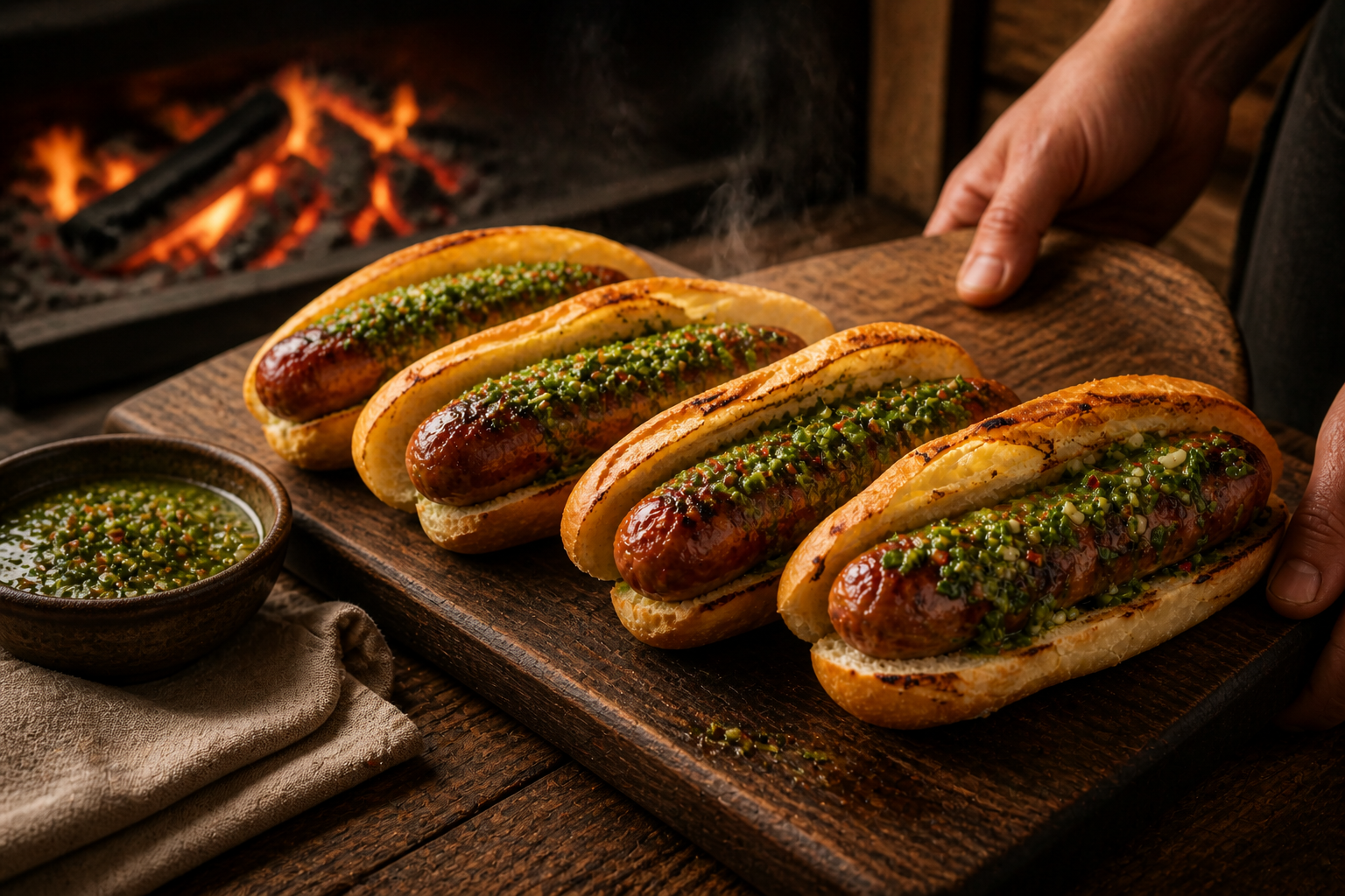 Servir de inmediato para preparar Prepara Choripán Argentino con Chimichurri, un clásico de Argentina