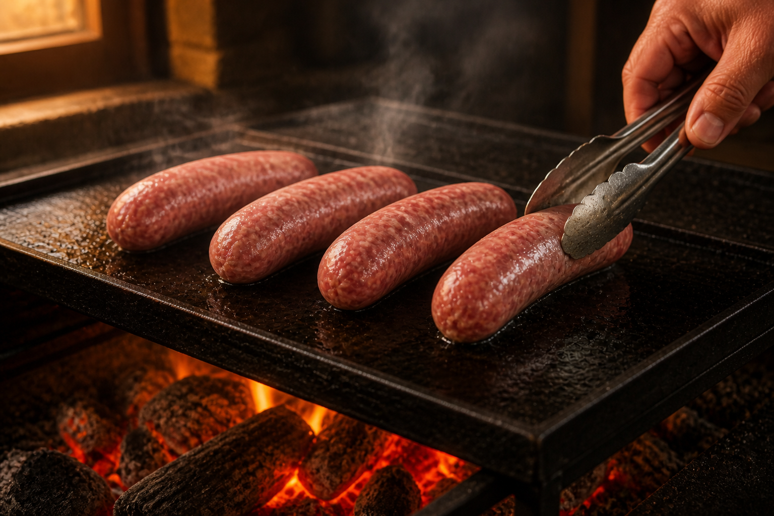 Calentar la parrilla para preparar Prepara Choripán Argentino con Chimichurri, un clásico de Argentina