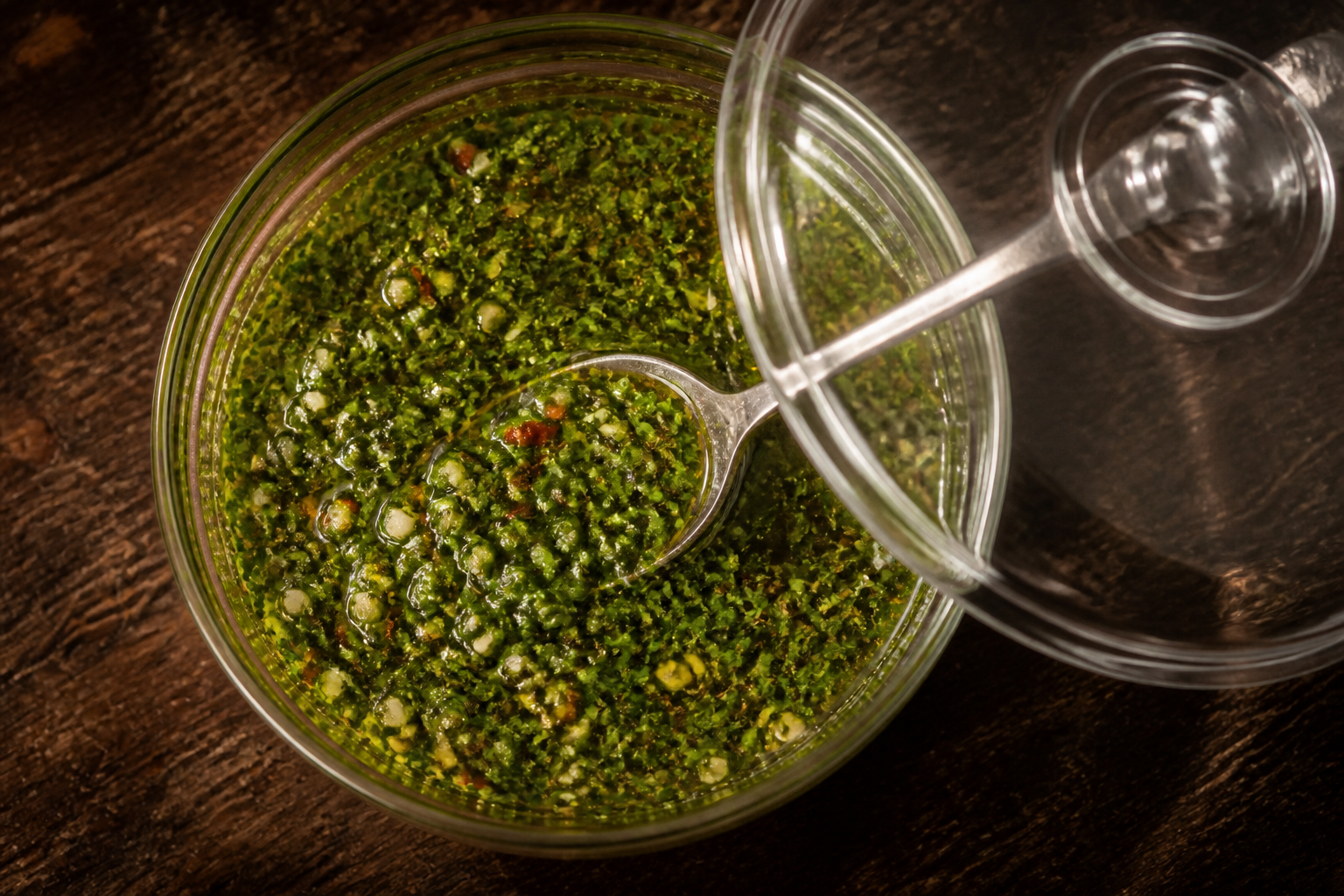 Mezclar la salsa para preparar Prepara Choripán Argentino con Chimichurri, un clásico de Argentina