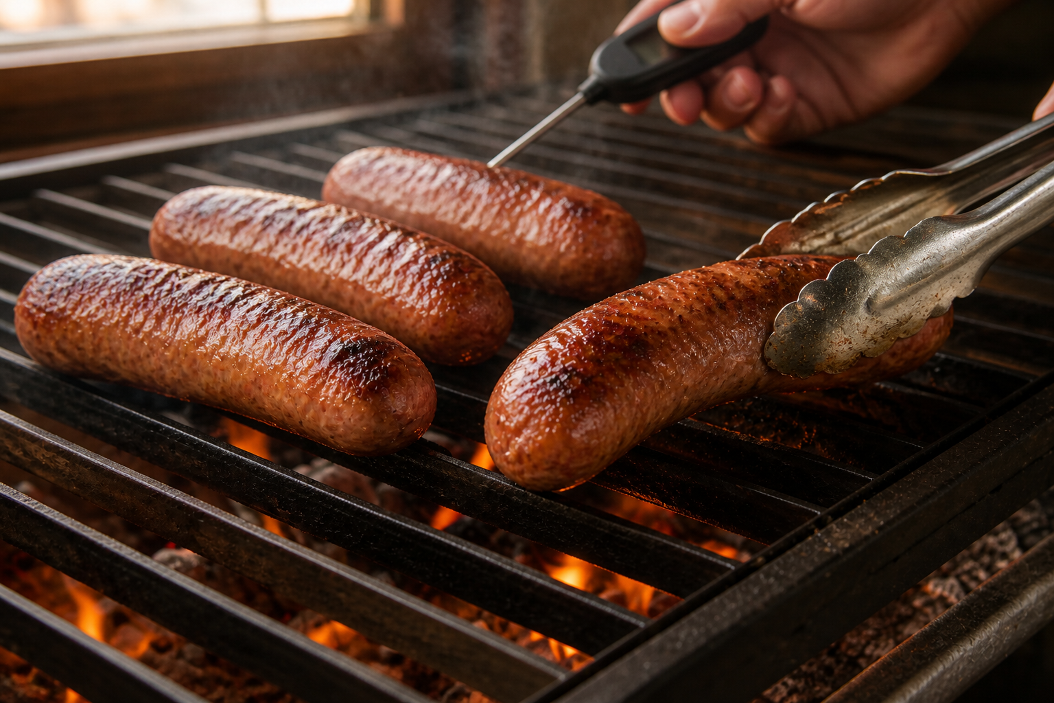 Cocinar los chorizos para preparar Prepara Choripán Argentino con Chimichurri, un clásico de Argentina