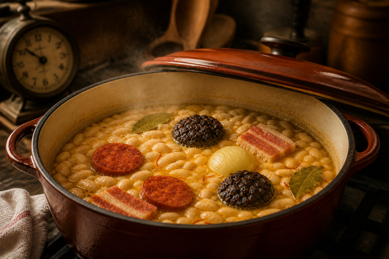 Cocinar suavemente para preparar Prepara Fabada Asturiana, un clásico de España