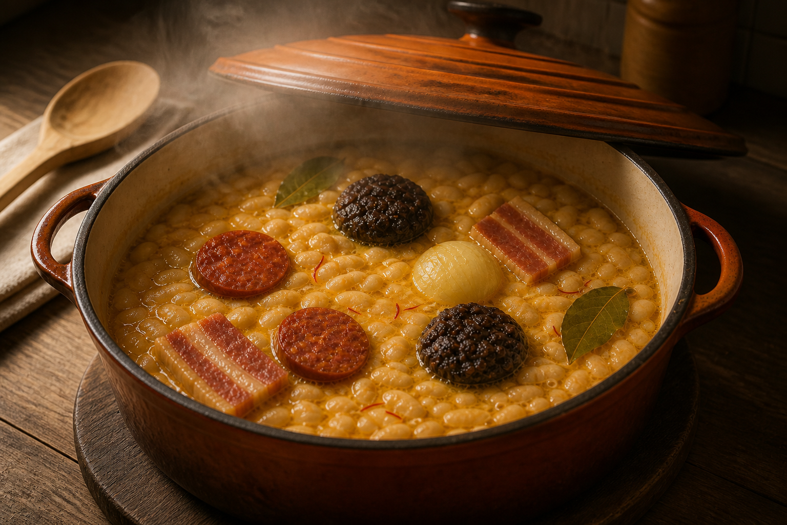 Reposar y cortar para preparar Prepara Fabada Asturiana, un clásico de España