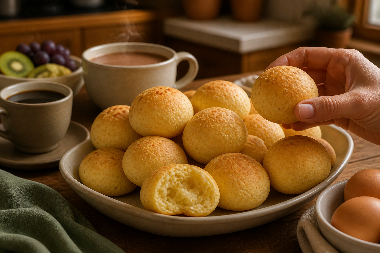 Acompañar al gusto para preparar Prepara Pandebono Colombiano, un clásico de Colombia
