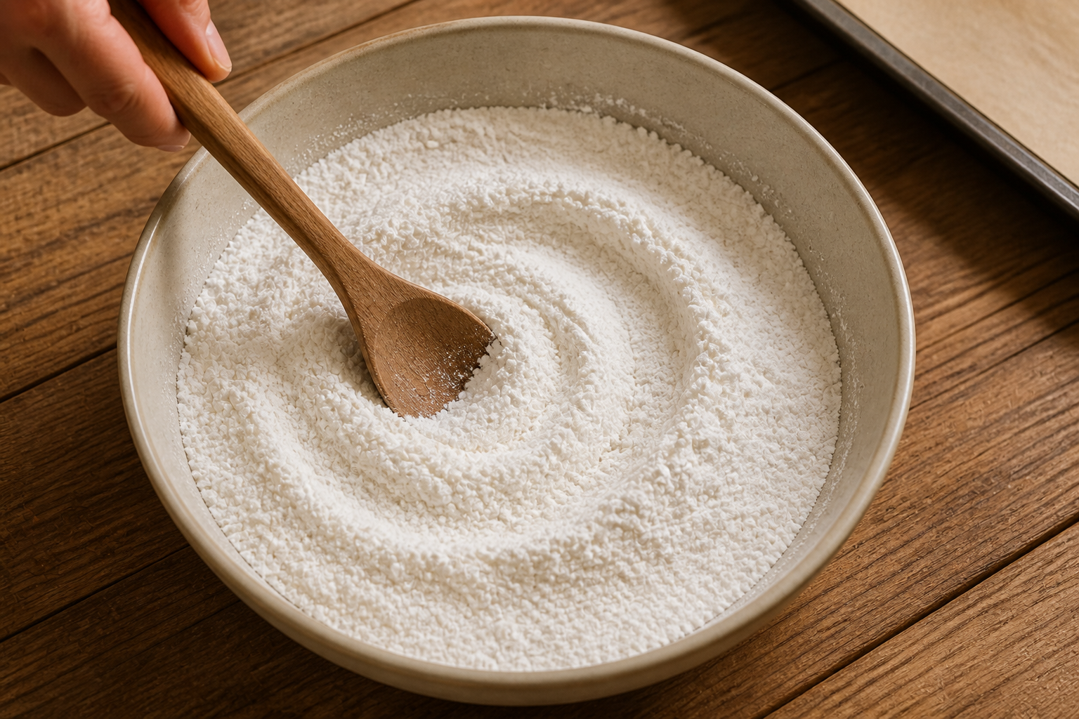 Mezclar los ingredientes secos para preparar Prepara Pandebono Colombiano, un clásico de Colombia