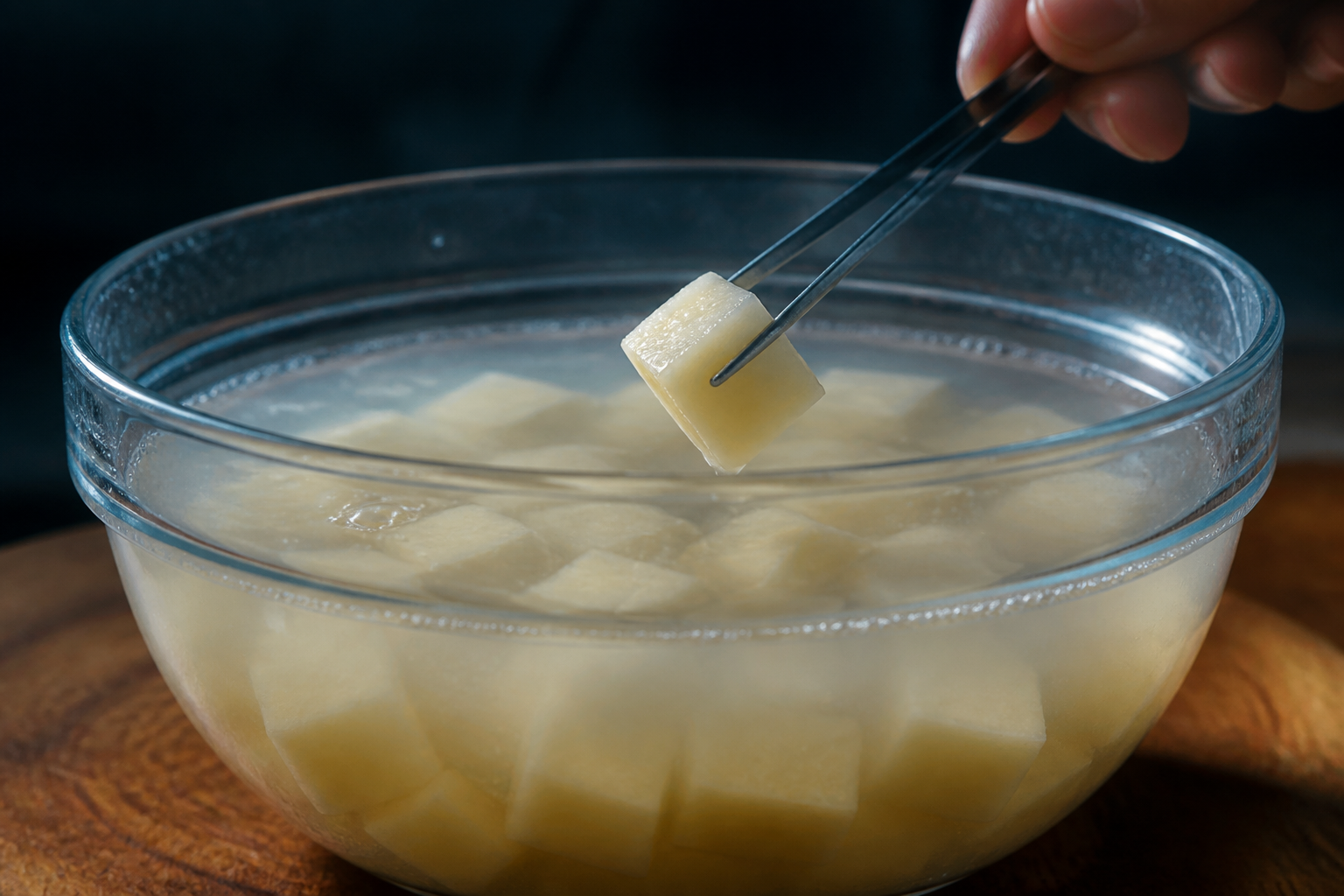 Picar la base para preparar Prepara Patatas Bravas, un clásico de España