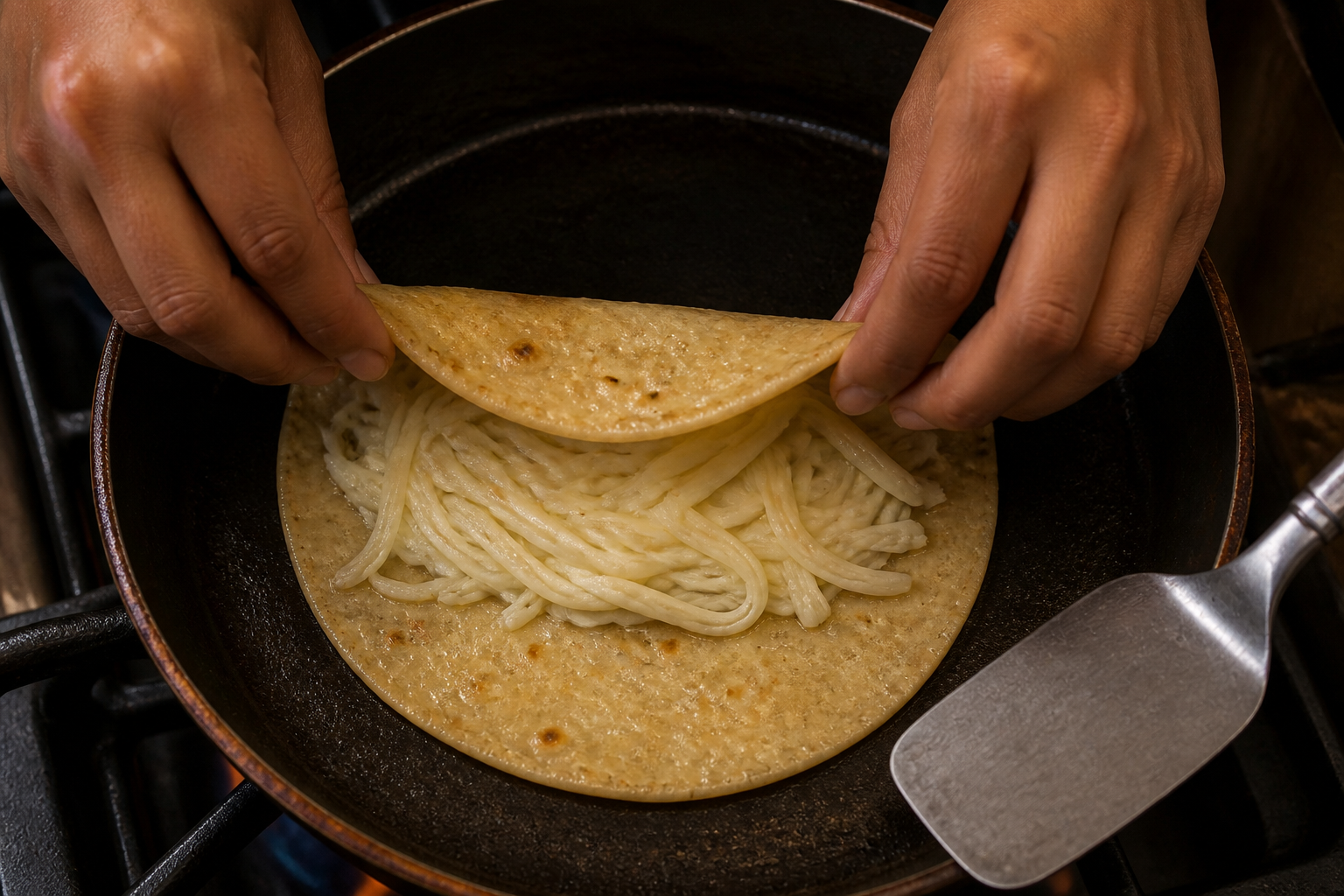 Fundir el queso para preparar Quesillo Nicaragüense: receta tradicional de Nicaragua fácil y deliciosa