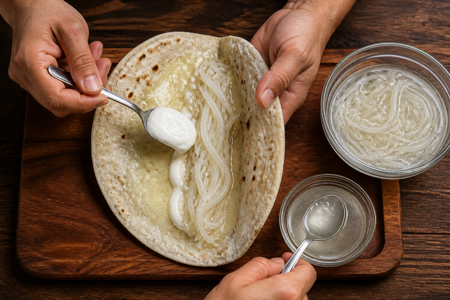 Añadir los complementos para preparar Quesillo Nicaragüense: receta tradicional de Nicaragua fácil y deliciosa