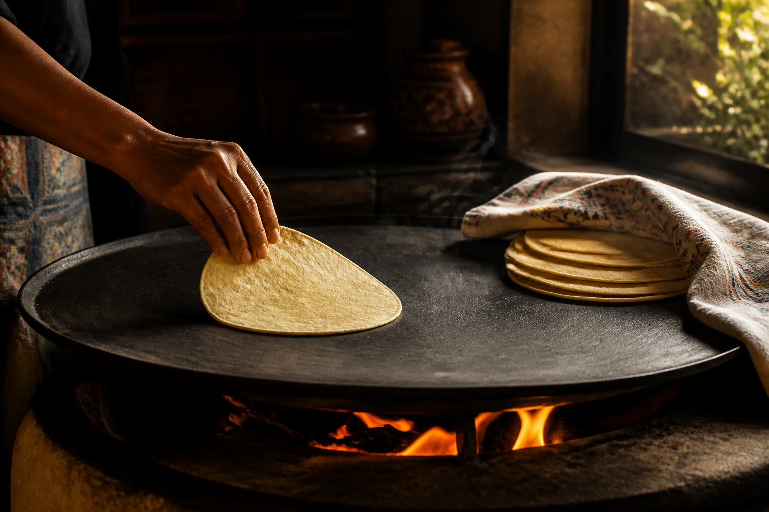 Calentar las tortillas para preparar Quesillo Nicaragüense: receta tradicional de Nicaragua fácil y deliciosa
