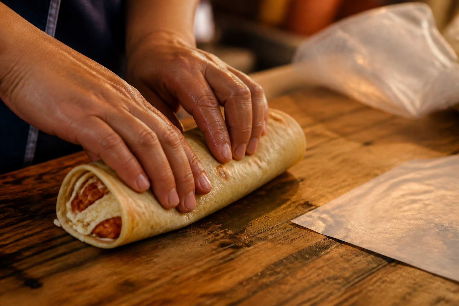 Enrollar el quesillo para preparar Quesillo Nicaragüense: receta tradicional de Nicaragua fácil y deliciosa