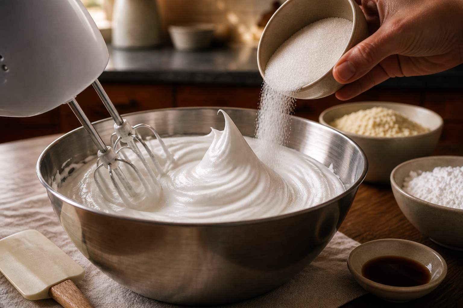 Montar el merengue para preparar Receta de Macarrones Franceses
