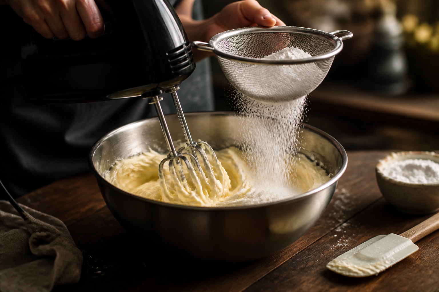 Batir la mantequilla para preparar Receta de Macarrones Franceses