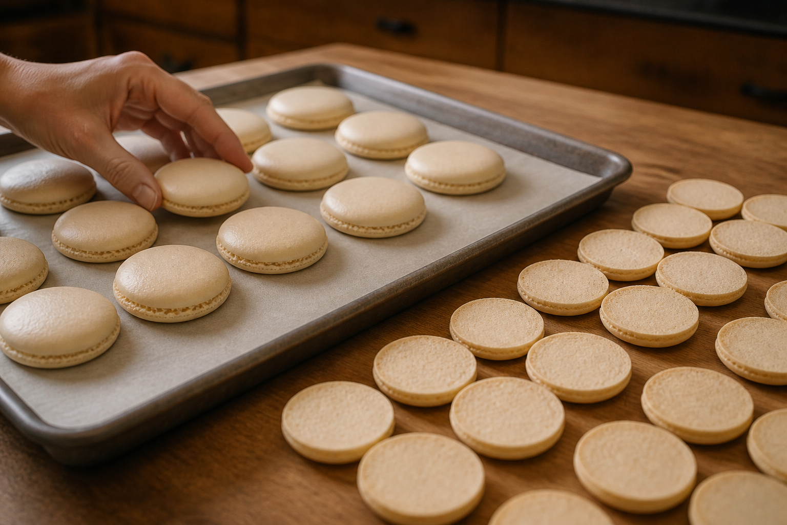 Enfriar y emparejar tapas para preparar Receta de Macarrones Franceses