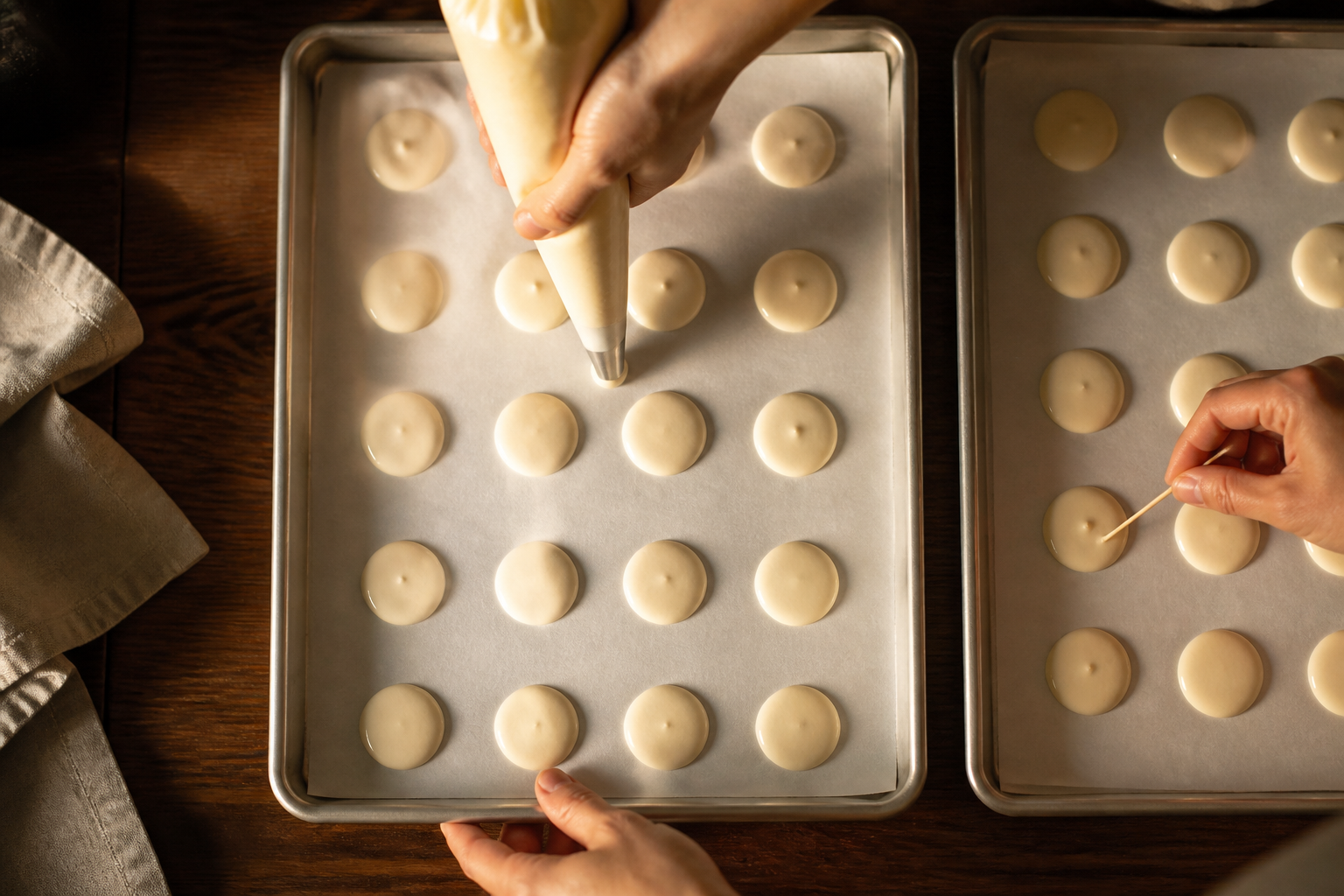 Formar las tapas para preparar Receta de Macarrones Franceses