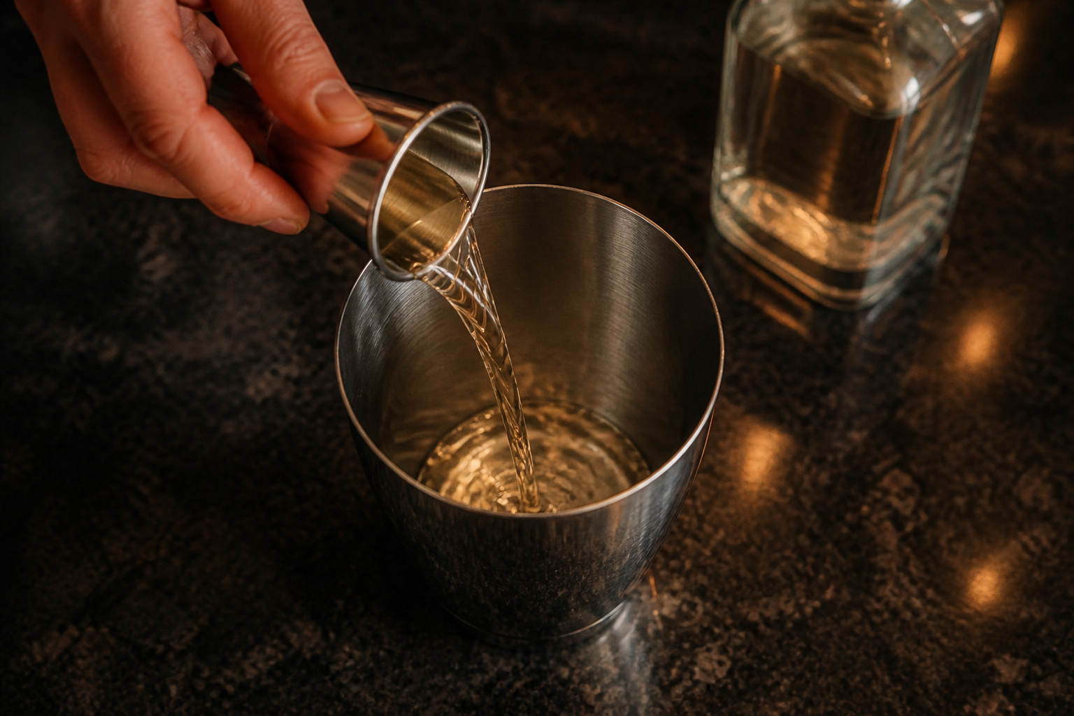Incorporar el licor para preparar Tequila Margarita Cocktail