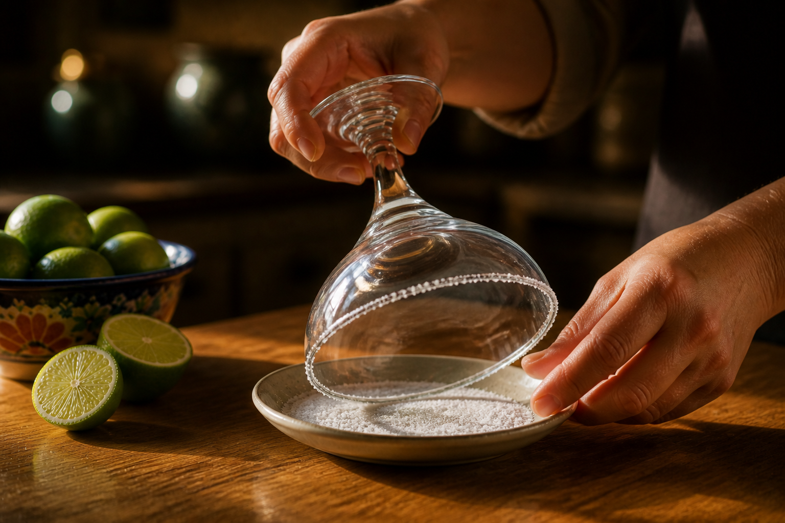 Escarchar con sal para preparar Tequila Margarita Cocktail