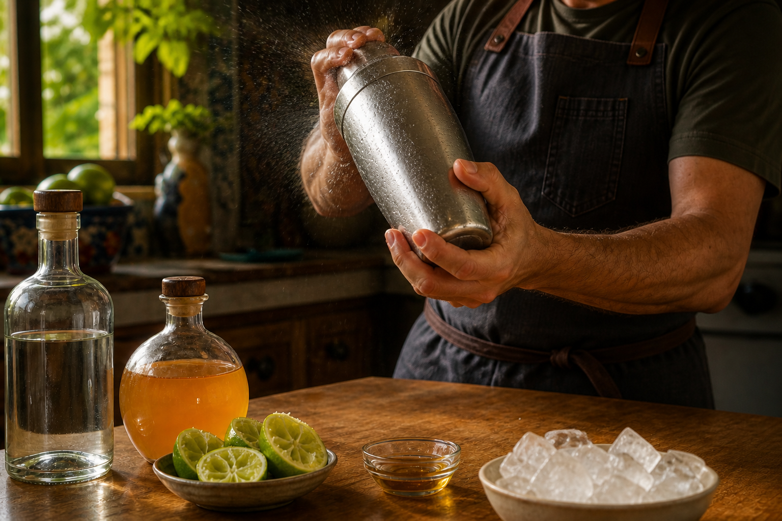Agitar con hielo para preparar Tequila Margarita Cocktail